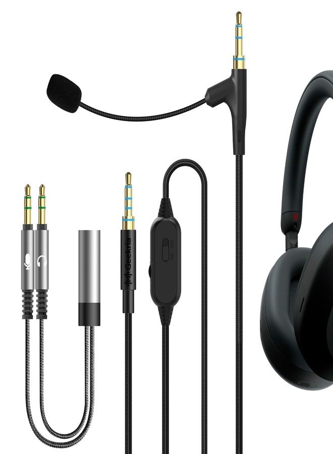 جيكريا كابل سماعات رأس Geekria Boom Mic متوافق مع Sony WH-1000XM6/1000XM5/1000XM4، WH-XB920N، ULT WEAR، سلك بديل بمقبس 3.5 ملم مع ميكروفون ذراع للألعاب والاجتماعات (5.6 قدم) - Image 1