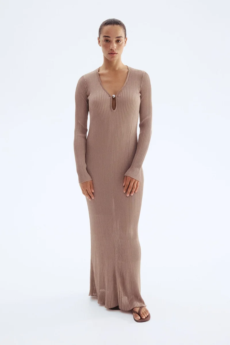 اتش اند ام فستان طويل محبوك