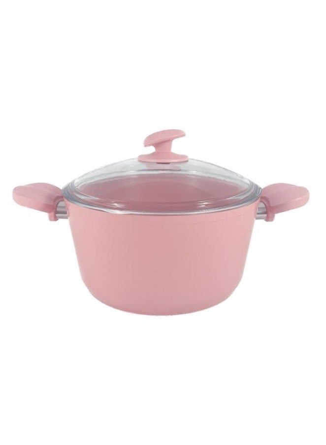 Homemaker 9-Piece Hella Cookware Set - Tempered Glass Lids - 2 Deep Pots - 1 Low Pot - 1 Frypan - 1 Scoop - 1 Spatula - Non-Stick Ceramic Surface - PFOA Free - Pink - Image 5