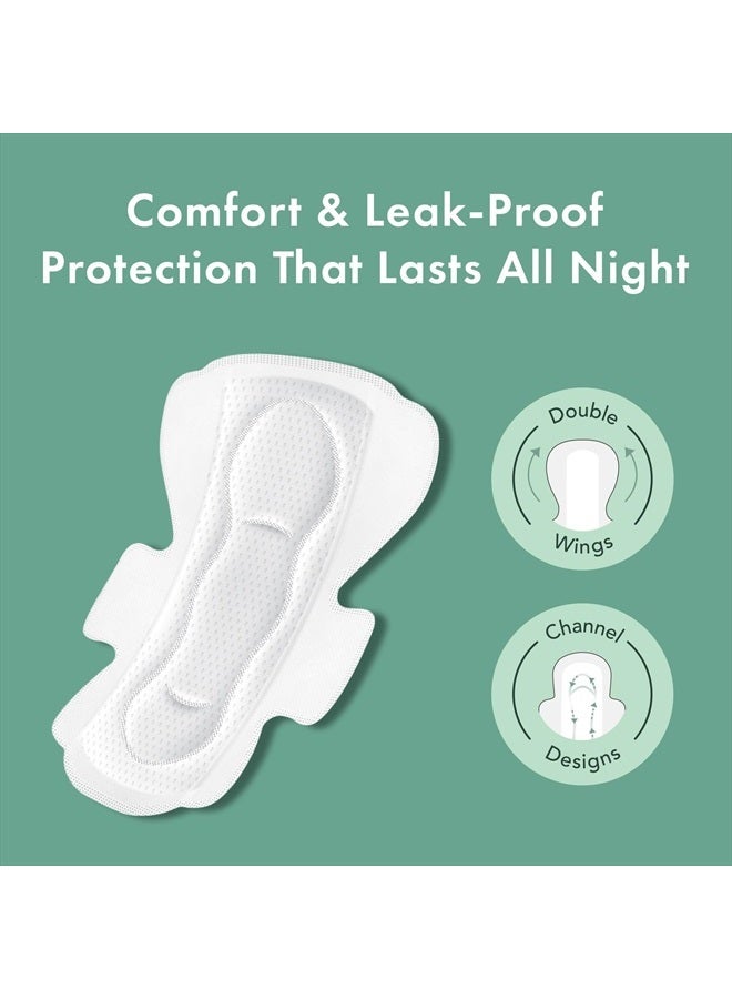 Rael فوط صحية للنساء، غطاء من القطن العضوي - فوط صحية بأجنحة، للعناية النسائية، فوط صحية ذات قدرة امتصاص عالية، بدون رائحة (كبيرة، 48 قطعة) - Image 2