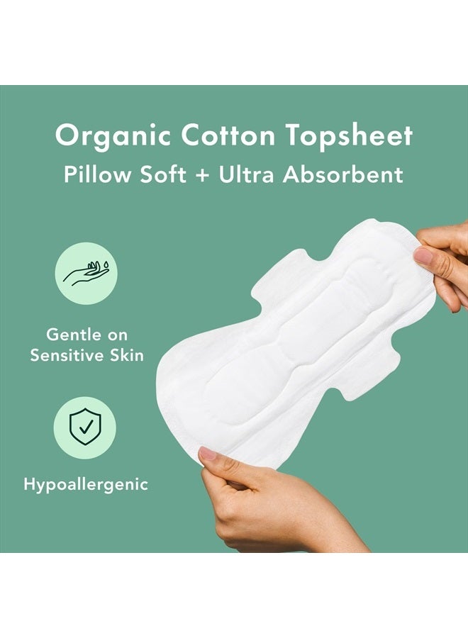 Rael فوط صحية للنساء، غطاء من القطن العضوي - فوط صحية بأجنحة، للعناية النسائية، فوط صحية ذات قدرة امتصاص عالية، بدون رائحة (كبيرة، 48 قطعة) - Image 4