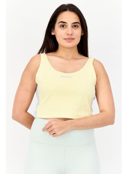 Women Sportswear Fit Sleeveless Training Tank Top, Pale Yellow