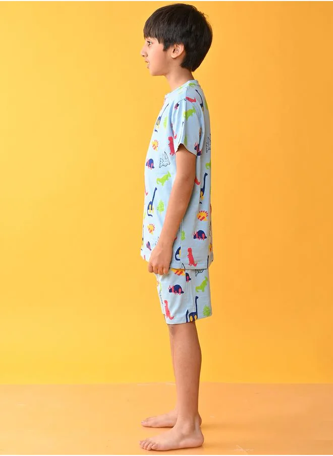 Anthrilo Dinosaur Print T-Shirt & Shorts Set by Styli