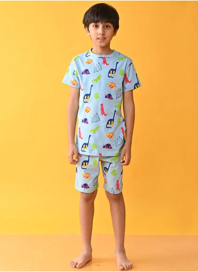 Anthrilo Dinosaur Print T-Shirt & Shorts Set by Styli
