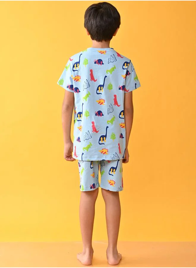 Anthrilo Dinosaur Print T-Shirt & Shorts Set by Styli