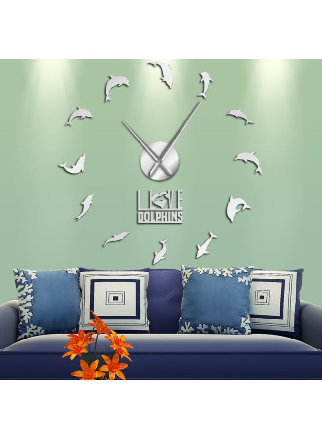 NIBEMINENT Diving Dolphin Wall Clock Silver 15x10x4.5cm - Image 2