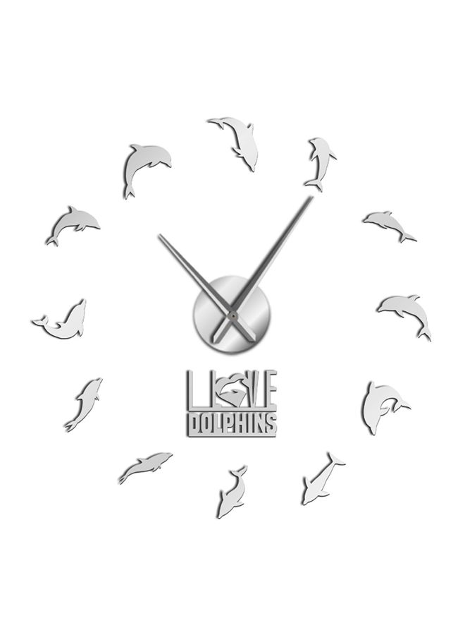 NIBEMINENT Diving Dolphin Wall Clock Silver 15x10x4.5cm - Image 1