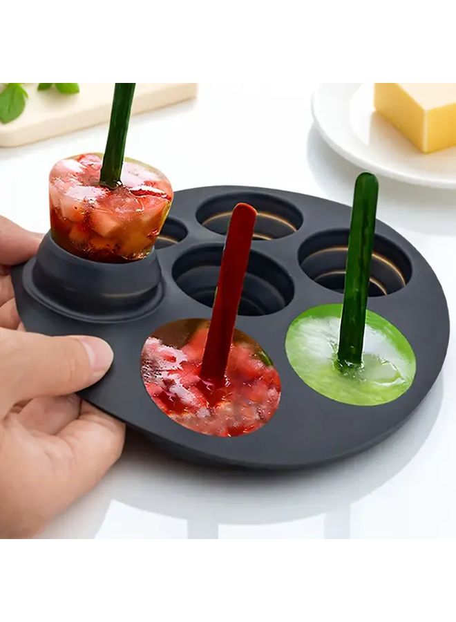 Grayish Blue Silicone 7 Hole Cake Mold Foldable Baking Pan For Air Fryer Microwave - Image 1