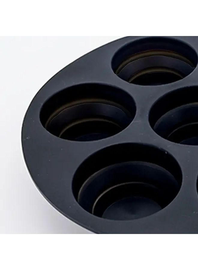 Grayish Blue Silicone 7 Hole Cake Mold Foldable Baking Pan For Air Fryer Microwave - Image 4