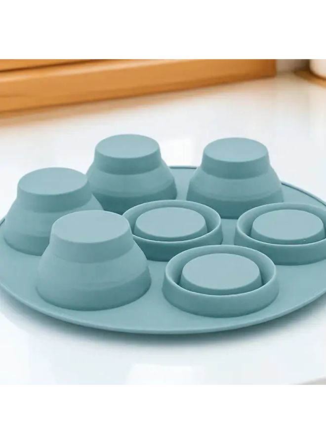 Grayish Blue Silicone 7 Hole Cake Mold Foldable Baking Pan For Air Fryer Microwave - Image 2