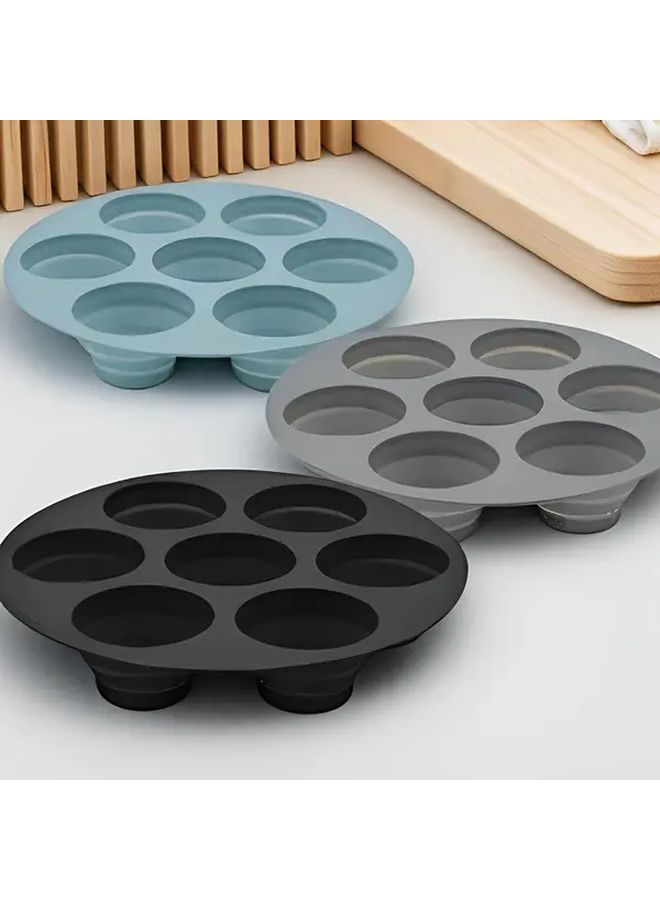Grayish Blue Silicone 7 Hole Cake Mold Foldable Baking Pan For Air Fryer Microwave - Image 5