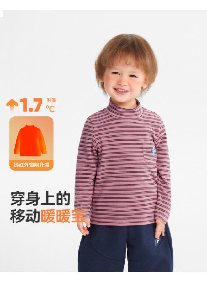 Far Infrared Heating Antibacterial] Boys' Base Layer Winter Baby T-shirt Long Sleeve Winter Style Children's Top - Image 1