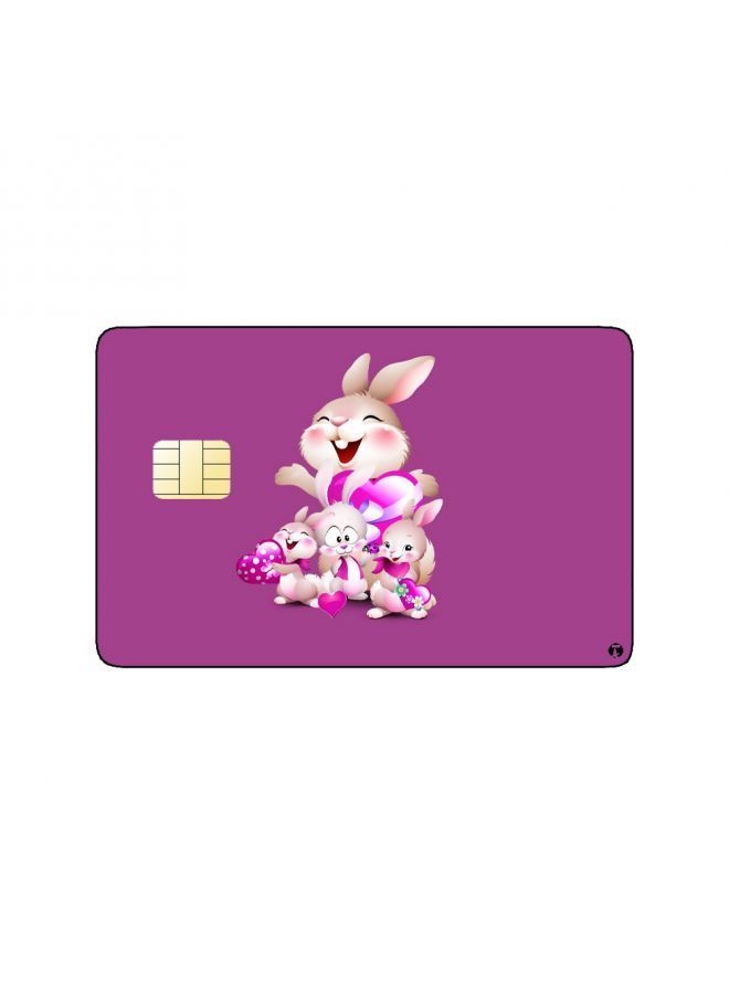 RKN PRINTED BANK CARD STICKER Cute Rabbits Family Drawing - Image 1