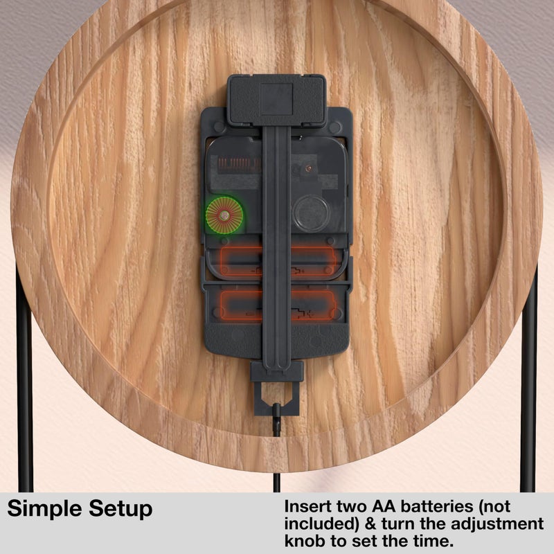 Driini Decorative Wall Clock with Pendulum (Oak) â€“ Modern Wood, 3D Gold Numbers, Metal Frame â€“ Small, Unique Wall Clocks for Living Room Decor or Bathroom - Battery Operated, Silent, Non-Ticking - Image 5