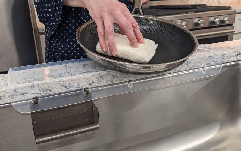 SiliProducts SiliSink XL Silicone Edge Guard for Kitchen Sink - Fits 3.75” - 4” Wide - The Original Silicone Sink Edge Protector with Sponge Caddy - Splash Guard, 20” Clear Diamond - Image 3