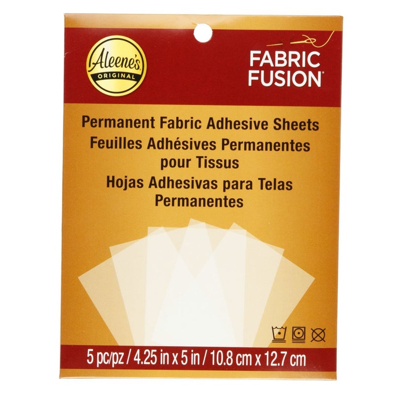 Aleene's Fabric Fusion Adhesive Sheets 5pc, Peel and Stick, Permanent and Washable Fabric Glue Sheets for Crafts - Image 1