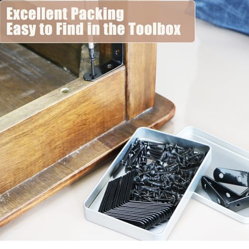 YIVCKOM 18-Pack Stainless Steel L Brackets, Metal Angle Bracket, Corner Brackets, Corner Braces, Furniture Connector Support Brackets with Screws for Wood Furniture Chairs Desk Garden (L Shape Black 10pcs) - Image 4