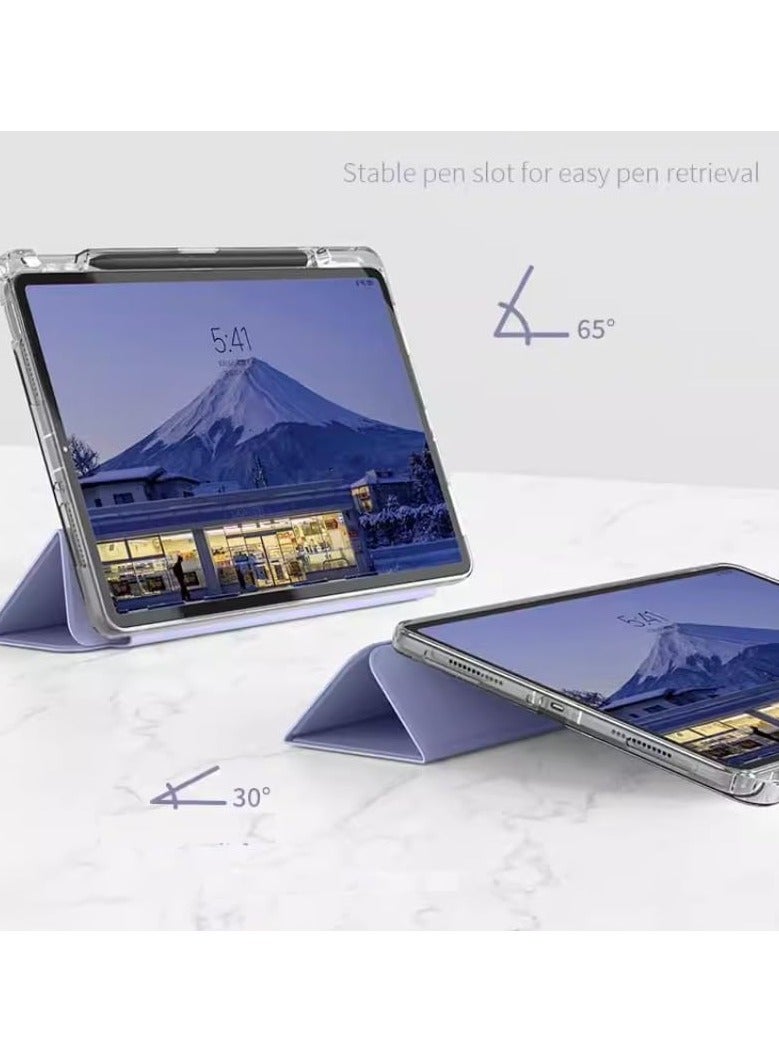 Compatible With Redmi Pad SE 11 inch 2023 Case, TPU Slim Cover with Pencil Holder, Auto Wake/Sleep Smart Transparent Hard Back Case with Stand Function (Lavender) - Image 2