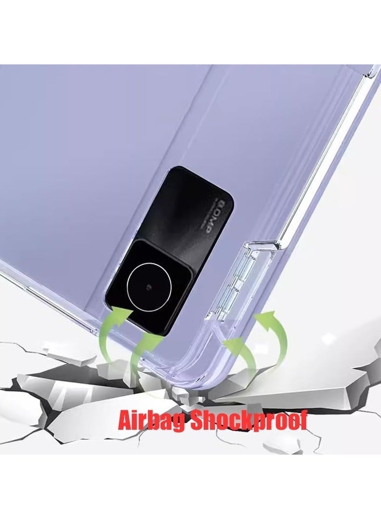Compatible With Redmi Pad SE 11 inch 2023 Case, TPU Slim Cover with Pencil Holder, Auto Wake/Sleep Smart Transparent Hard Back Case with Stand Function (Lavender) - Image 4