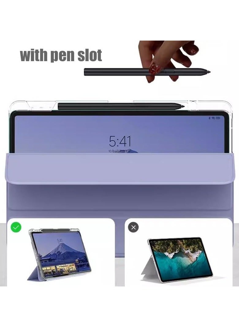 Compatible With Redmi Pad SE 11 inch 2023 Case, TPU Slim Cover with Pencil Holder, Auto Wake/Sleep Smart Transparent Hard Back Case with Stand Function (Lavender) - Image 5
