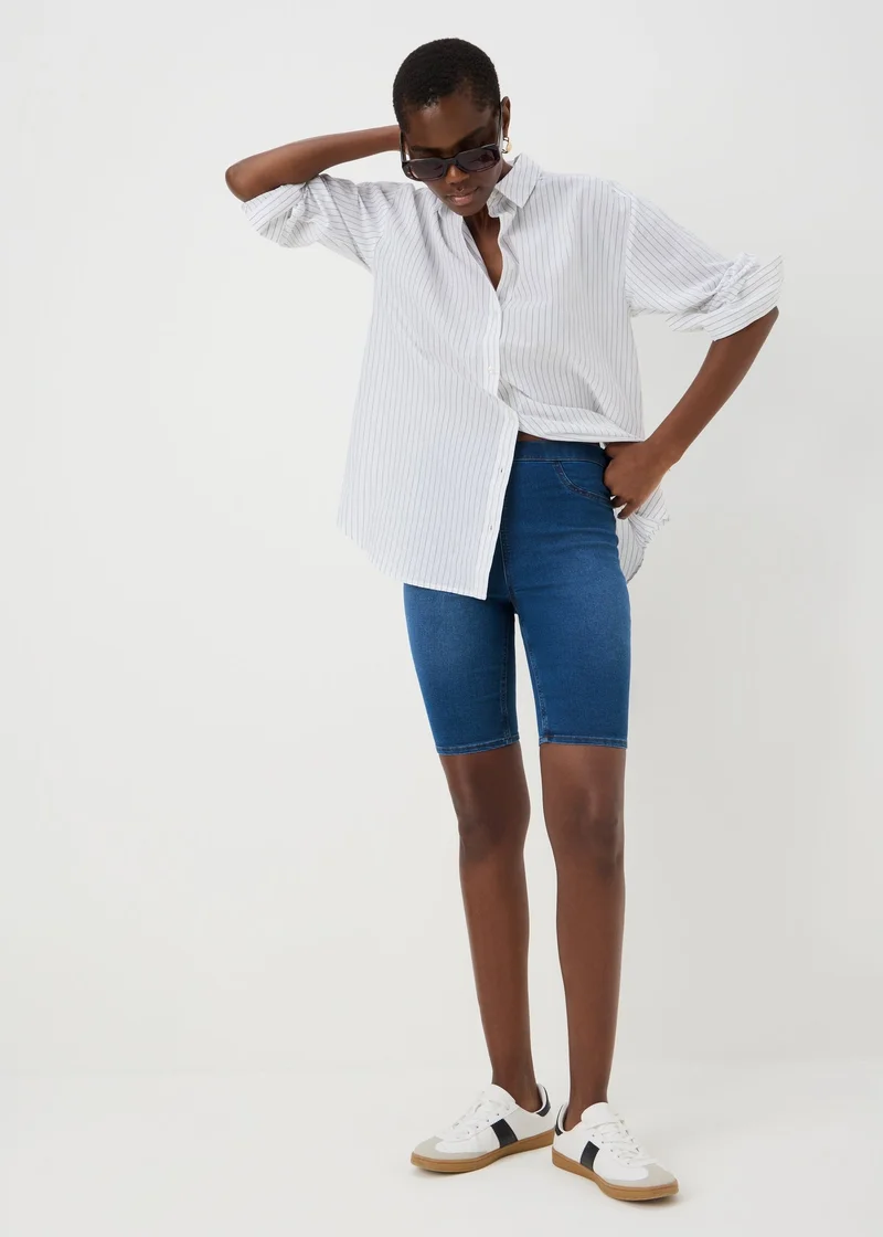 Matalan Blue Mid Wash Rosie Knee Length Shorts