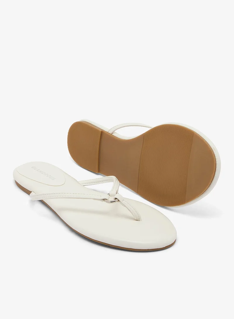 GLAMOROUS Ring Detail PU Flip Flops