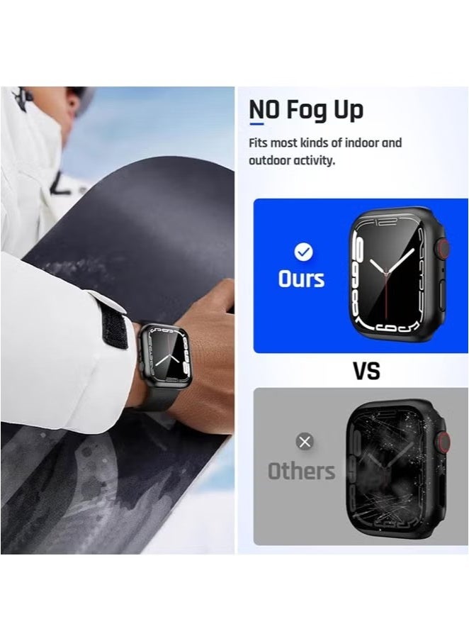 حافظة مقاومة للماء لساعة Apple Watch مقاس 42 مم، سلسلة 10، غطاء وجه من الزجاج المقوى (42 مم، أسود) - Image 2
