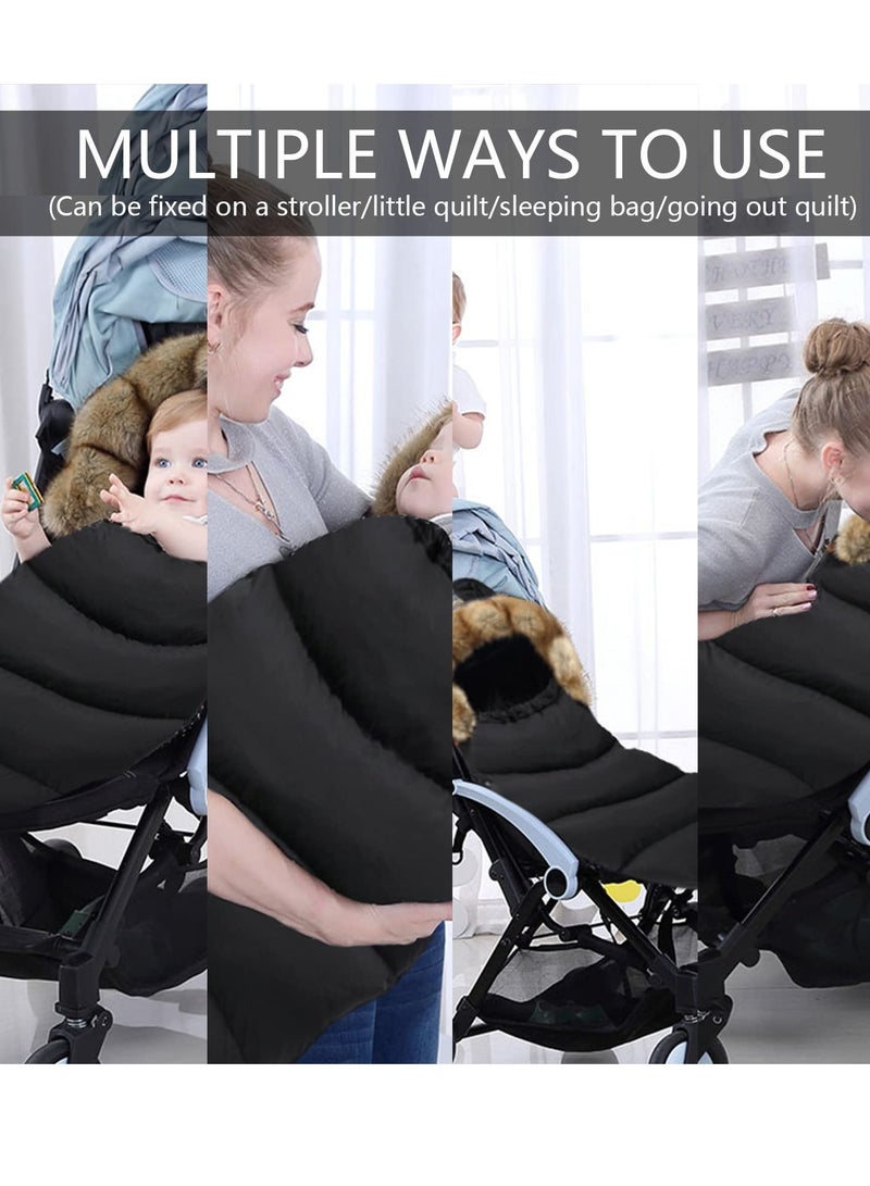 Excefore Universal Pushchair Pram Footmuffs, Stroller Footmuff Baby Bunting Bags, Winter Thicken Warm Pram Footmuffs, Weatherproof Sleeping Bag for Strollers, Pushchairs, Prams, Car Seat, 0-2 Years - Image 4