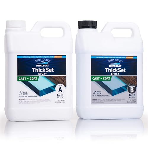 TotalBoat Thickset Deep Pour Epoxy Resin Kit - Gallon Crystal Clear Formula for 1/2" - 2” Pours - Fast Cure Epoxy Resin for Casting, River Tables, Flower Preservation, DIY Crafts & Wood Filler - Image 1