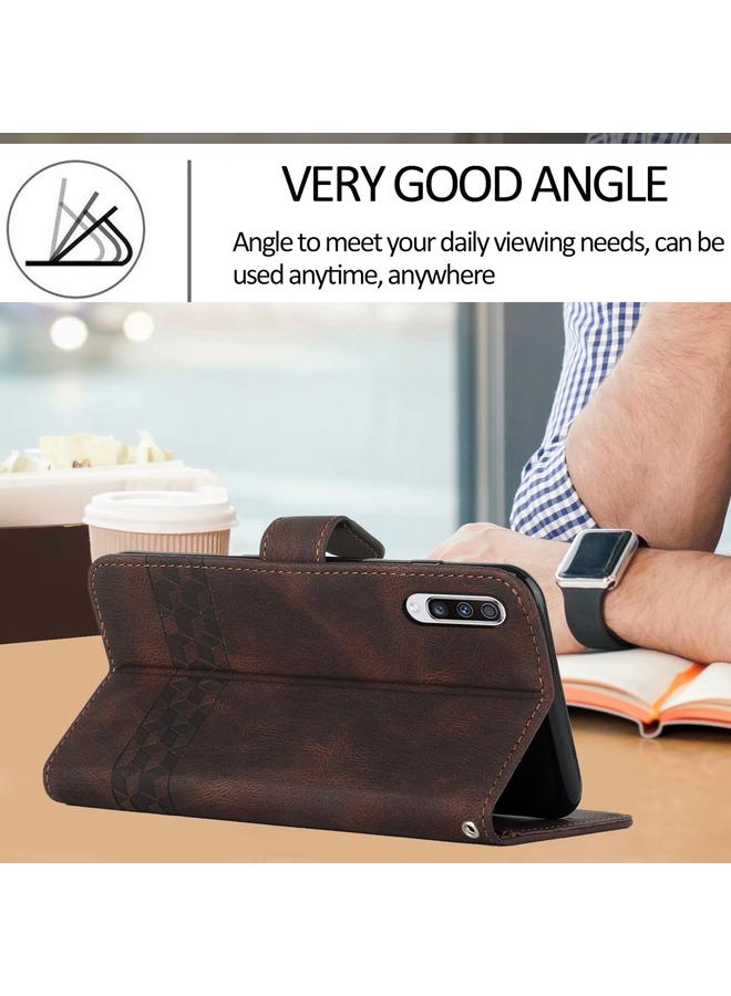 S-TOP Case For Samsung Galaxy A50 Cubic Skin Feel Flip Leather Phone Case - Image 4