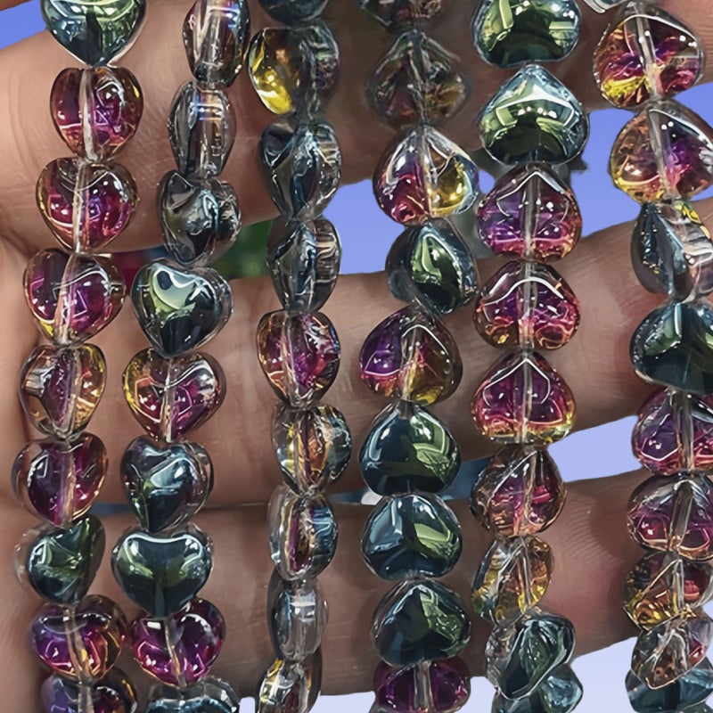 8mm smooth peach heart glass crystal beads diy jewelry accessories clothing accessories Plum red green