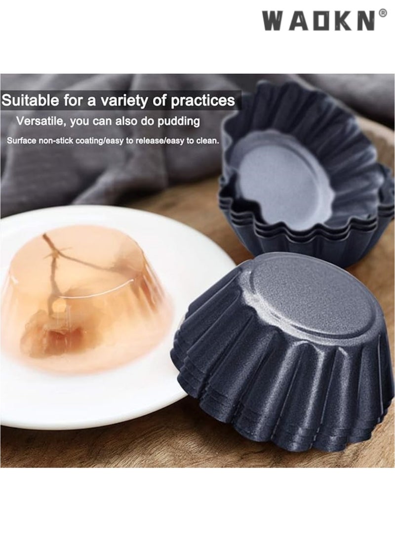 Expanded Egg Tart Baking Essentials: 12-Pack Premium Stainless Steel Egg Tart Molds with Cupcake Stand Shells for Household Baking, Featuring Heat-Resistant Aluminum Baking Tray and Non-Stick Baking Cups for Effortless Baking and Presentation