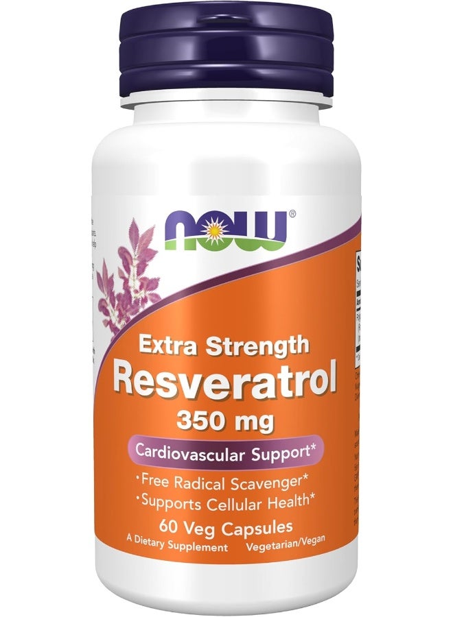 NOW Supplements, Extra Strength Resveratrol 350mg, Natural Trans Resveratrol from 700 mg Japanese Knotweed Extract, 60 Veg Capsule - Image 1