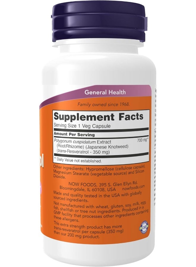 NOW Supplements, Extra Strength Resveratrol 350mg, Natural Trans Resveratrol from 700 mg Japanese Knotweed Extract, 60 Veg Capsule - Image 2