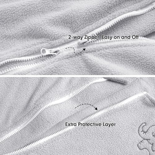 PHF Warm Micro-Fleece Baby Sleep Sack 12-18 Months, Soft Baby Wearable Blanket, 2-Way Zipper Sleeping Bags, 2 Pack Comfy Sleeping Sack for Infant Newborn Boys, Large Size, Grey & Dark Blue - Image 5
