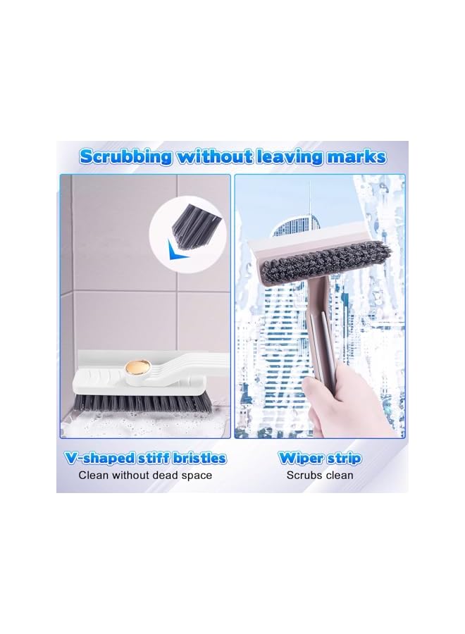 promass 4 in 1 Multifunctional 360 Degree Rotating Crevice Brush, 2 Pcs Hard Bristle Crevice Cleaning Brushes, Household Crevice Wiper Brush Tool for Kitchen, Bathroom and Toilet(White and Brown) - Image 5