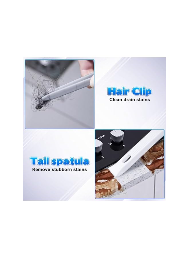 promass 4 in 1 Multifunctional 360 Degree Rotating Crevice Brush, 2 Pcs Hard Bristle Crevice Cleaning Brushes, Household Crevice Wiper Brush Tool for Kitchen, Bathroom and Toilet(White and Brown) - Image 4