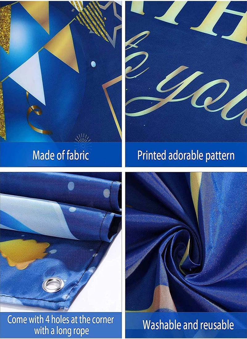 Generic - Navy Blue and Gold Birthday Banner, Happy Birthday Decoration Sign, Party Supplies for Boys and Girls, Photo Backdrop for Celebrations, 71 x 55 Inches - Image 1
