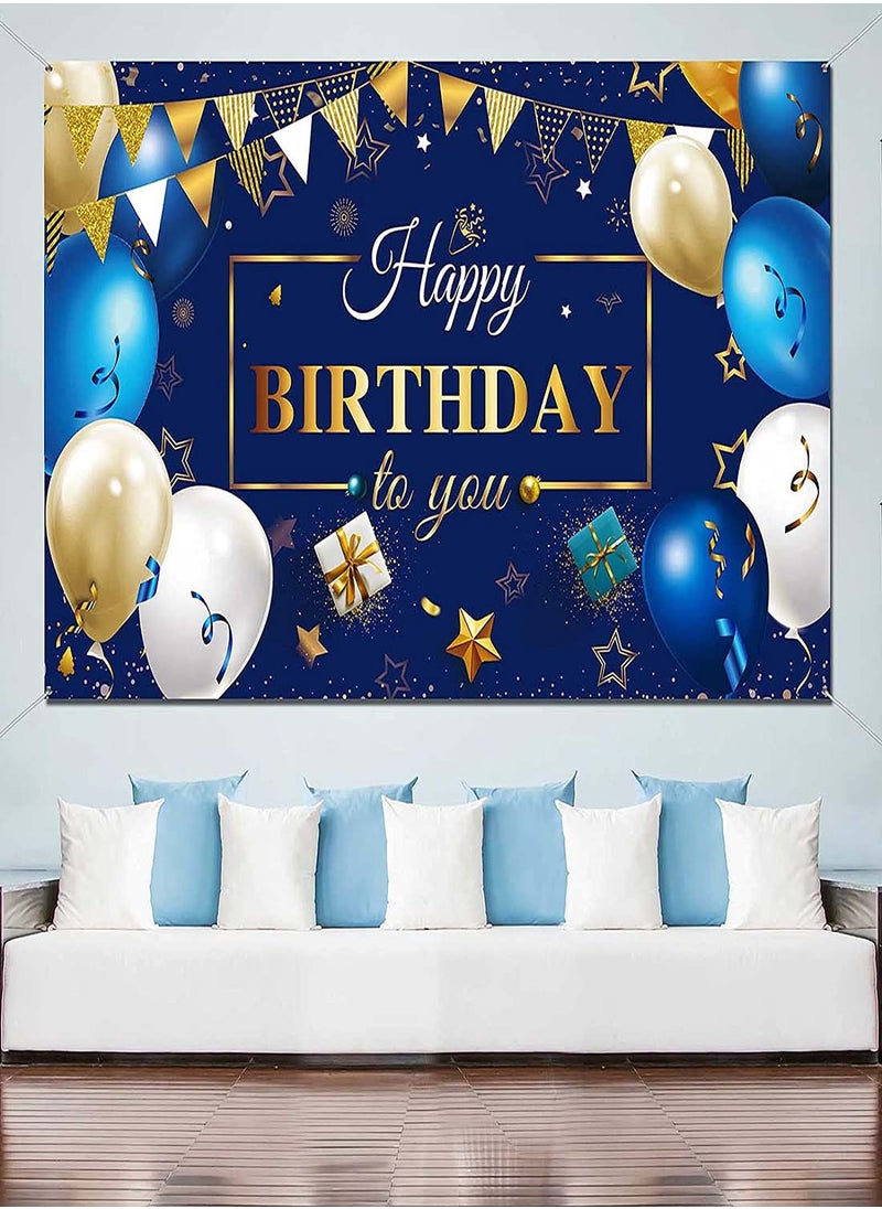 Generic - Navy Blue and Gold Birthday Banner, Happy Birthday Decoration Sign, Party Supplies for Boys and Girls, Photo Backdrop for Celebrations, 71 x 55 Inches - Image 1