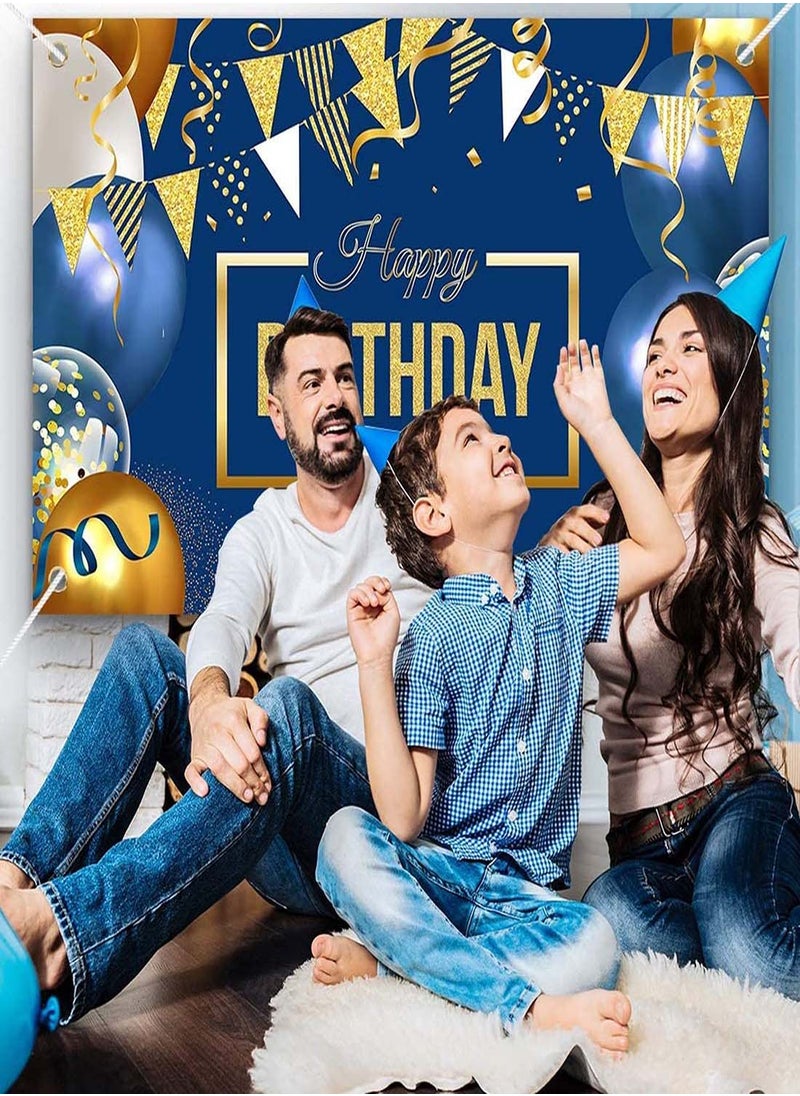 Generic - Navy Blue and Gold Birthday Banner, Happy Birthday Decoration Sign, Party Supplies for Boys and Girls, Photo Backdrop for Celebrations, 71 x 55 Inches - Image 1