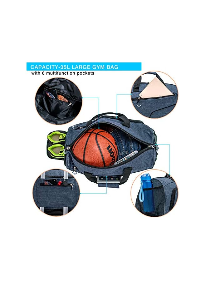 PROMASS Sports Gym Bag With Shoes Compartment &Wet Pocket Gym Duffel Bag Overnight Bag For Men And Women - Image 3