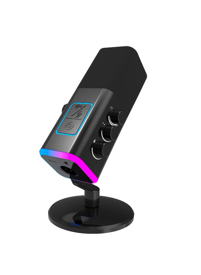 ميكروفون الألعاب الاحترافي ZFSZ WM13 المزود بشاشة لمس ذكية، وثلاثة أزرار تحكم، وحلقة RGB سفلية، ووظيفة كتم الصوت بنقرة واحدة، وهو مثالي للتسجيل في الاستوديو والبث المباشر واستخدام أجهزة الكمبيوتر/PS5 - Image 1