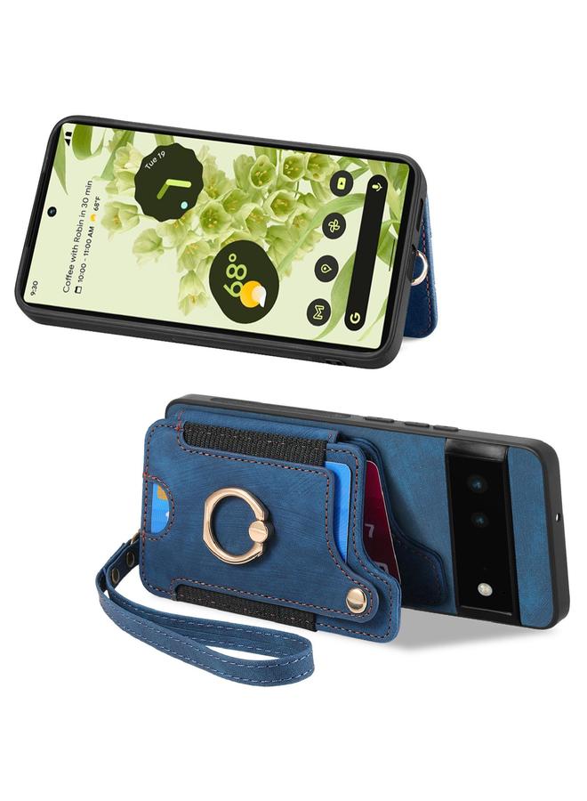 اس-توب جراب لهاتف Google Pixel 6 بتصميم ريترو مع حلقة ملمس الجلد ومحفظة بطاقات متعددة - Image 2