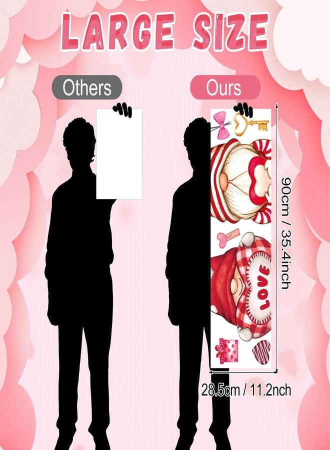 ojustbeok Valentine's Day Extra Large Window Clings Decorations Heart Gnome Elf Window Decals Valentines Red Pink Gnome Double-Sided Reusable Stickers for Valentine's Day Wedding Home Office School Decor - Image 2