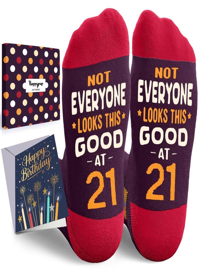 Happy Pop HAPPYPOP 21st Birthday Gifts Socks - Socks for 21 Year Olds Women Men, 21st Birthday Gifts with Card - Image 1