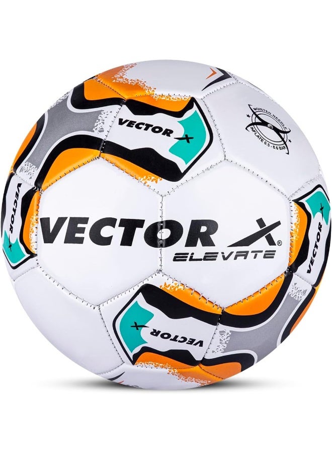 Vector X Elevate PVC Machine Stitched Football Butyl Bladder White Orange Size 5 - Image 1