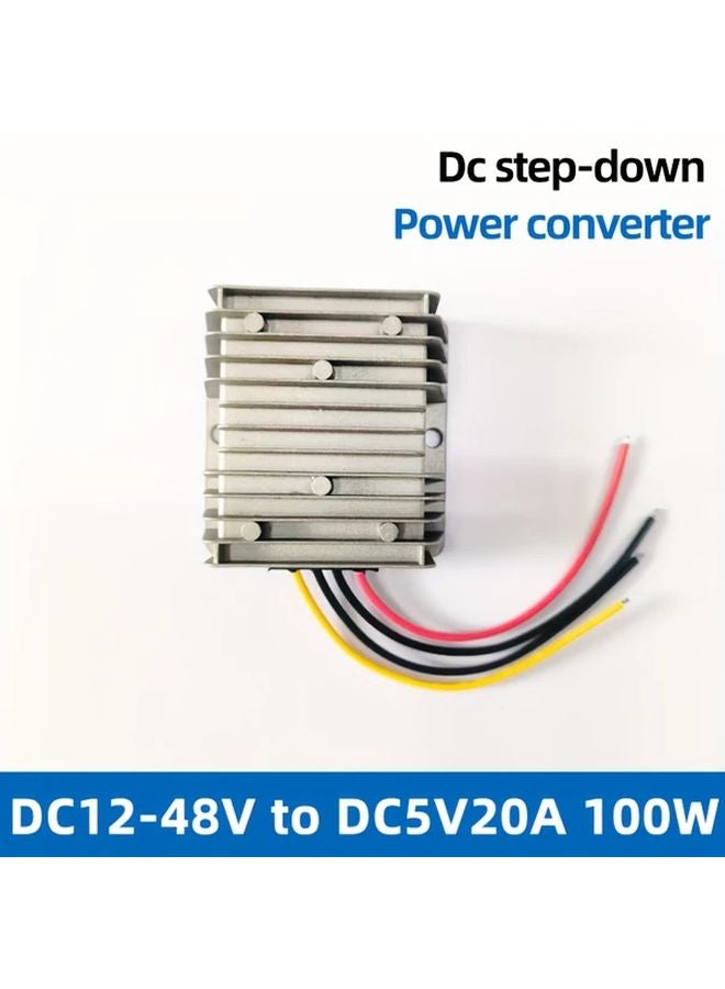 RT 125505020 محول طاقة DC خافض 100 واط من 12-48 فولت إلى 5 فولت 20 أمبير بتصميم مضغوط ومشابك تمساح لا يتطلب بطارية - Image 1