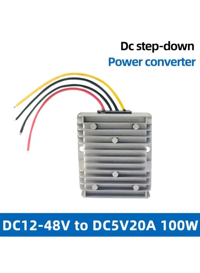 RT 125505020 محول طاقة DC خافض 100 واط من 12-48 فولت إلى 5 فولت 20 أمبير بتصميم مضغوط ومشابك تمساح لا يتطلب بطارية - Image 2