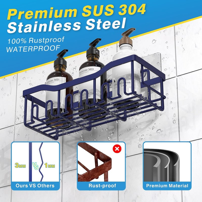 EUDELE Shower Caddy 5 Pack,Adhesive Shower Organizer for Bathroom Storage&Home Decor&Kitchen,No Drilling,Large Capacity,Rustproof Stainless Steel Bathroom Organizer,Shower Shelves for Inside Shower - Image 5