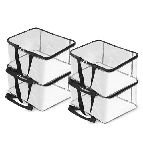 LAXIS® Pack of 4 Transparent Storage Bag for Saree Covers, Clothes, Lehenga, Blankets, Bedsheets, Toys, Docs| Wardrobe Organizer| Clear Storage Box Bag - Plastic, 40x32 Cm - Image 1